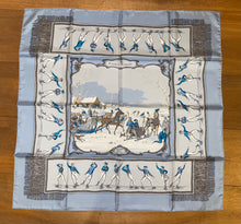 Load image into Gallery viewer, Limited Edition Hermes Silk Twill Scarf “Les Plaisirs du Froid" by Hugo Grygkar for Courmayeur.