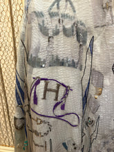 Load image into Gallery viewer, Exceptional beaded Hermès silk chiffon shawl “Monsieur et Madame”140.