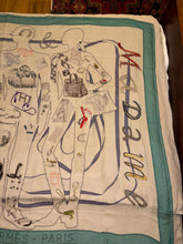 Load image into Gallery viewer, Exceptional beaded Hermès silk chiffon shawl “Monsieur et Madame”140.