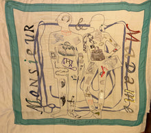 Load image into Gallery viewer, Exceptional beaded Hermès silk chiffon shawl “Monsieur et Madame”140.