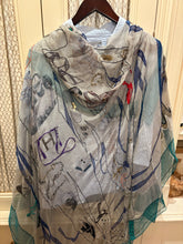 Load image into Gallery viewer, Exceptional beaded Hermès silk chiffon shawl “Monsieur et Madame”140.