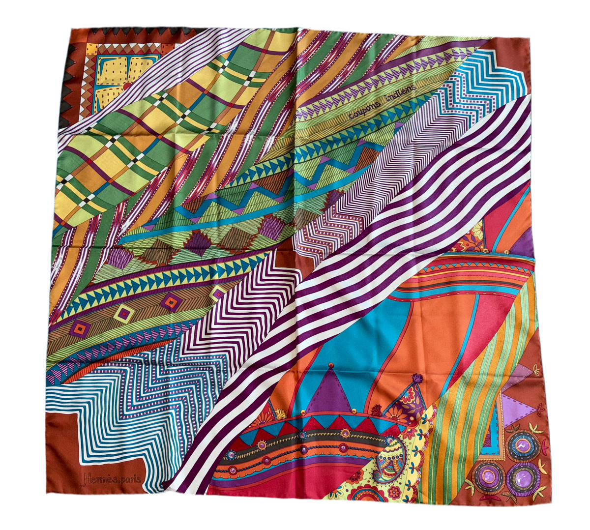 Hermes Silk Scarf «Coupons Indiens» by Aline Honoré. – Hermes Emporium