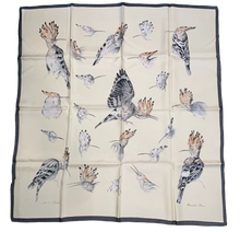 Load image into Gallery viewer, Hermes Silk Twill Scarf « Les Huppés » by Xavier de Poret.