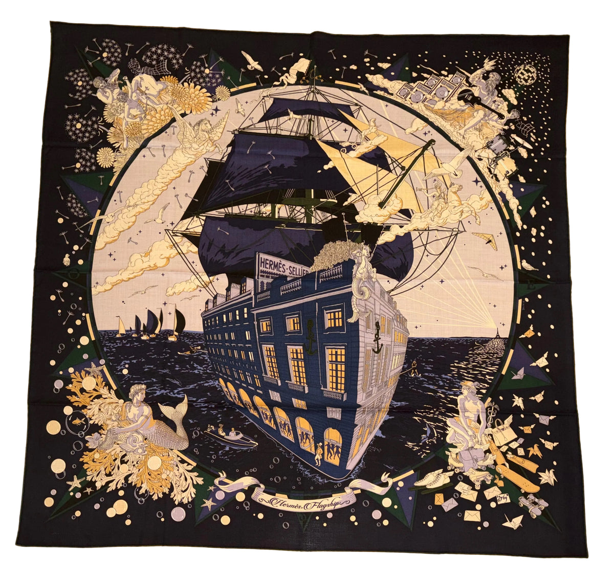 Hermes Cashmere/Silk Shawl “Hermès Flagship” by Dimitri