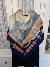 Load image into Gallery viewer, Hermes silk scarf "Rocher de la Vierge, Le Port, Vieux Villa Eugenia A Biarritz” by Hugo Grygkar.