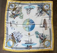 Load image into Gallery viewer, Hermes Silk Scarf «Le tour du monde en 80 jours» by Philippe Ledoux.