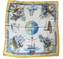 Load image into Gallery viewer, Hermes Silk Scarf «Le tour du monde en 80 jours» by Philippe Ledoux.
