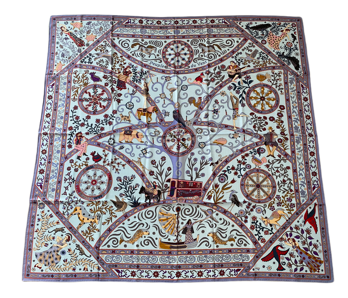 Hermes Cashmere and Silk GM Shawl “Peuple Du Vent” by Christine