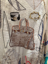 Load image into Gallery viewer, Exceptional beaded Hermès silk chiffon shawl “Monsieur et Madame”140.