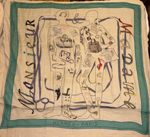 Load image into Gallery viewer, Exceptional beaded Hermès silk chiffon shawl “Monsieur et Madame”140.