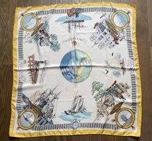 Load image into Gallery viewer, Hermes Silk Scarf «Le tour du monde en 80 jours» by Philippe Ledoux.