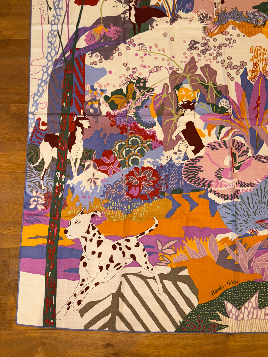 Hermes Cashmere and Silk GM Shawl «En Liberte !» by Carine
