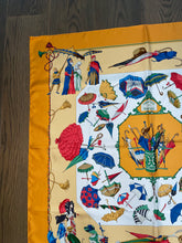 Load image into Gallery viewer, Limited edition Hermes Silk Twill Scarf “Ombrelles et Parapluies” for Citigroup Private Bank by Hubert de Watrigant.