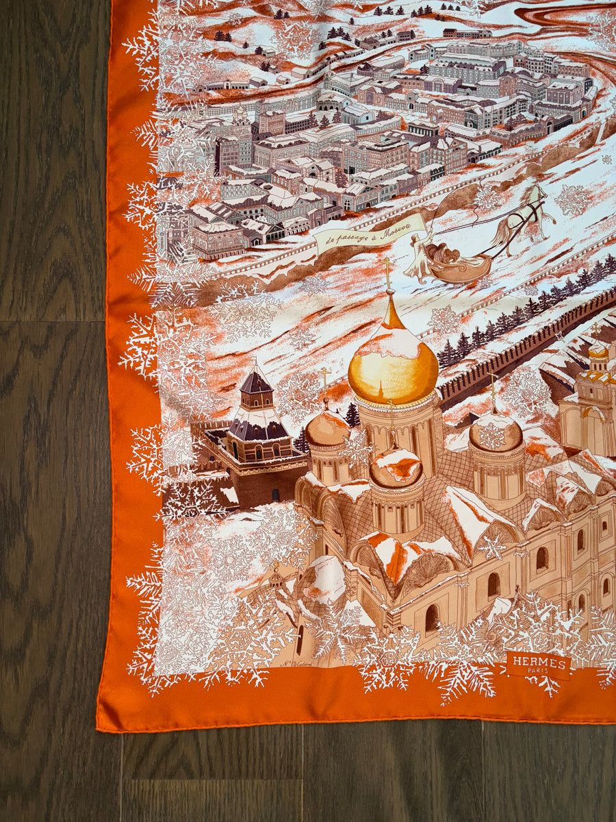 Hermes Silk Scarf “De Passage à Moscou” by Nathalie Vialars