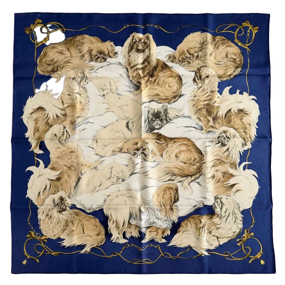 Hermes Silk Twill Scarf «Pékinois» by Xavier de Poret – Hermes