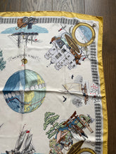 Load image into Gallery viewer, Hermes Silk Scarf «Le tour du monde en 80 jours» by Philippe Ledoux.