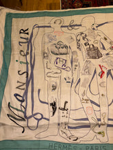 Load image into Gallery viewer, Exceptional beaded Hermès silk chiffon shawl “Monsieur et Madame”140.