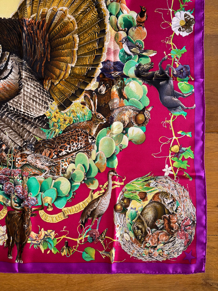 Hermes Silk Twill Scarf “Fauna et Flora du Texas” by Kermit Oliver