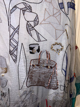 Load image into Gallery viewer, Exceptional beaded Hermès silk chiffon shawl “Monsieur et Madame”140.