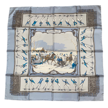 Load image into Gallery viewer, Limited Edition Hermes Silk Twill Scarf “Les Plaisirs du Froid" by Hugo Grygkar for Courmayeur.