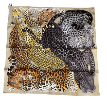 Load image into Gallery viewer, Hermès Silk Scarf « Lazy Leopardesses » by Arlette Ess