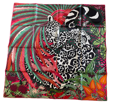 Load image into Gallery viewer, Limited Edition, special issue Hermes Silk Twill Scarf “Jaguar Quetzal” by Alice Shirley.
