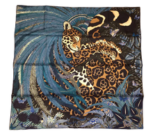 Load image into Gallery viewer, Hermes Silk Twill Scarf “Jaguar Quetzal” by Alice Shirley.