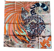 Load image into Gallery viewer, Hermes Silk Twill Scarf “Jaguar Quetzal” by Alice Shirley.