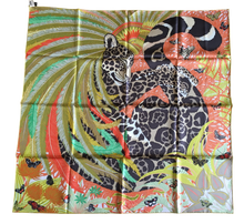 Load image into Gallery viewer, Hermes Silk Twill Scarf “Jaguar Quetzal” by Alice Shirley.