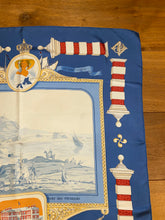 Load image into Gallery viewer, Hermes silk scarf "Rocher de la Vierge, Le Port, Vieux Villa Eugenia A Biarritz” by Hugo Grygkar