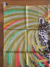 Load image into Gallery viewer, Hermes Silk Twill Scarf “Jaguar Quetzal” by Alice Shirley.