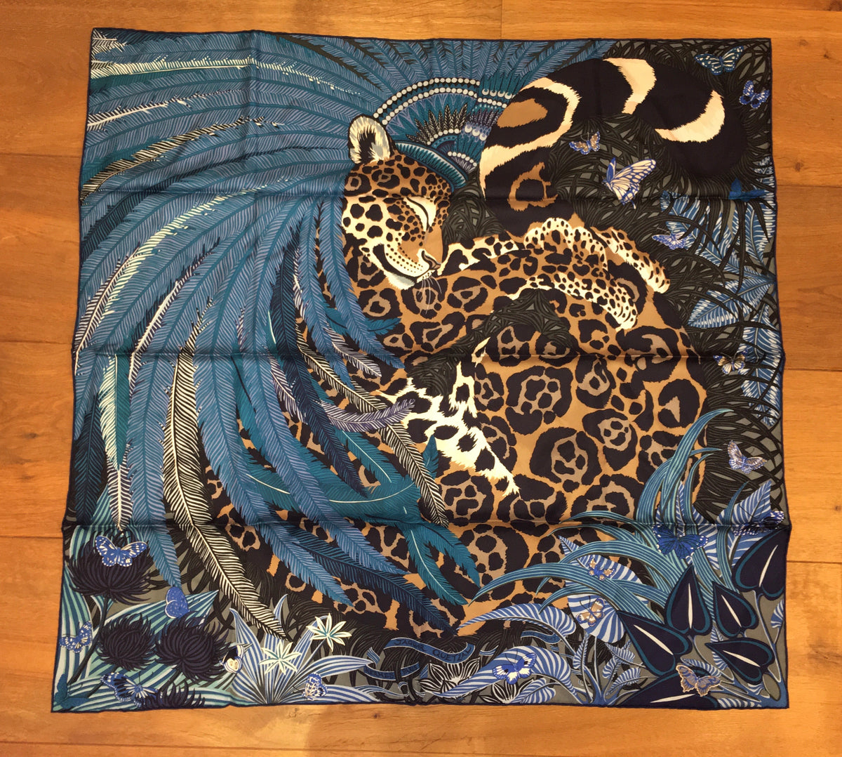 Hermes Silk Twill Scarf “Jaguar Quetzal” by Alice Shirley