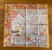 Load image into Gallery viewer, Hermes Silk Scarf « Le Voyage De Pytheas » by Aline Honore.