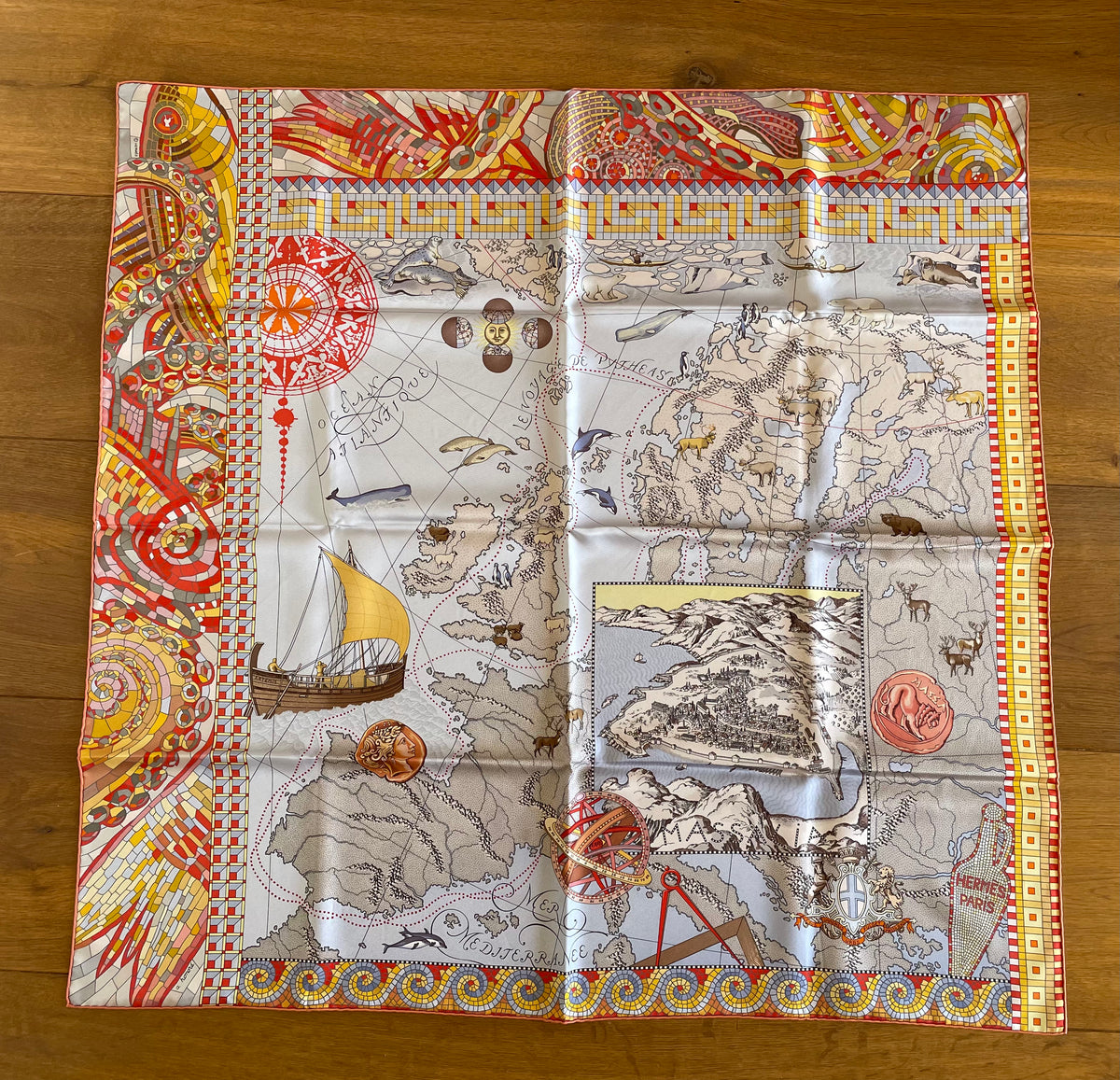 Hermes Silk Scarf « Le Voyage De Pytheas » by Aline Honore