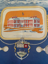 Load image into Gallery viewer, Hermes silk scarf "Rocher de la Vierge, Le Port, Vieux Villa Eugenia A Biarritz” by Hugo Grygkar