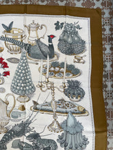 Load image into Gallery viewer, Limited edition Hermes Silk Scarf “Gastronomie” for Hennessy by Christiane Vauzelles et Robert Dumas.
