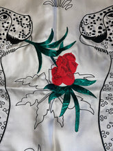 Load image into Gallery viewer, Precious Embroidered Hermes Silk Shawl “Les Leopards Oiseaux Fleuris” by Christiane Vauzelles 140