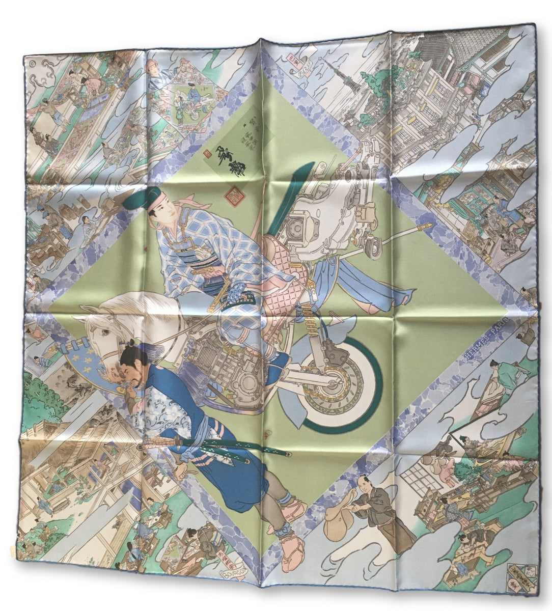 Hermes Scarf “Les Artisans d'Hermes” by Japanese artist Akira