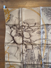 Load image into Gallery viewer, Hermes Silk Scarf "A l'Ombre des Pivoines". Designed by Octave Marsal/Théo de Gueltzl.