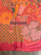 Load image into Gallery viewer, Hermes Silk Mousseline GM Shawl «URASHIMA TARO» by Natsuno Hidaka 140.