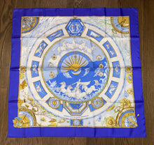 Load image into Gallery viewer, Special edition Hermès Silk Scarf « Chariot » for the occasion of 250th anniversary of the watchmaker Vacheron Constantin by Laurence Bourthoumieux (Toutsy).