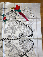 Load image into Gallery viewer, Precious Embroidered Hermes Silk Shawl “Les Leopards Oiseaux Fleuris” by Christiane Vauzelles 140