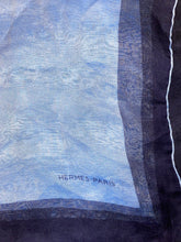 Load image into Gallery viewer, Hermes Silk Mousseline GM Shawl in blue colour 140.