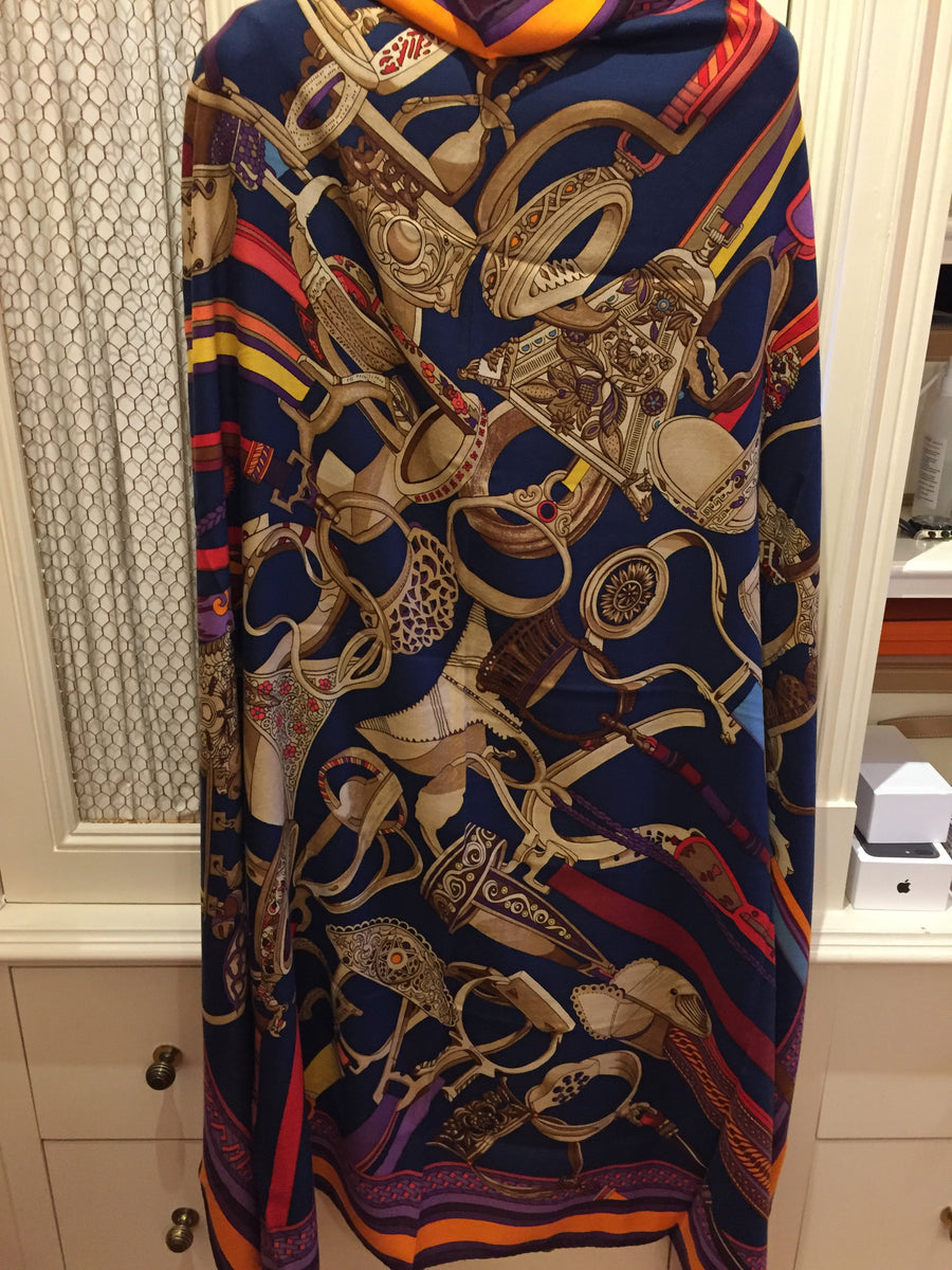 *HERMES*Dressage Tressage スカーフ Chale 140 Virginie Jamin Replica Hermes Orange Dressage Tressage Shawl 140