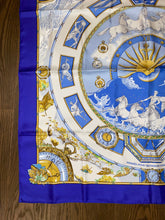 Load image into Gallery viewer, Special edition Hermès Silk Scarf « Chariot » for the occasion of 250th anniversary of the watchmaker Vacheron Constantin by Laurence Bourthoumieux (Toutsy).