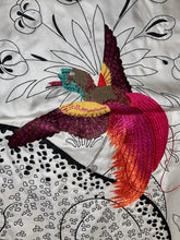 Load image into Gallery viewer, Precious Embroidered Hermes Silk Shawl “Les Leopards Oiseaux Fleuris” by Christiane Vauzelles 140