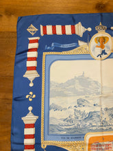 Load image into Gallery viewer, Hermes silk scarf "Rocher de la Vierge, Le Port, Vieux Villa Eugenia A Biarritz” by Hugo Grygkar