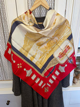 Load image into Gallery viewer, Hermes silk scarf "Rocher de la Vierge, Le Port, Vieux Villa Eugenia A Biarritz” by Hugo Grygkar.