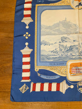 Load image into Gallery viewer, Hermes silk scarf "Rocher de la Vierge, Le Port, Vieux Villa Eugenia A Biarritz” by Hugo Grygkar