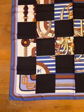 Load image into Gallery viewer, Limited Edition collaboration Comme des Garçons and HERMES 100% SILK TWILL Scarf “Coaching” by Rei Kawakubo and Julie Abadie.